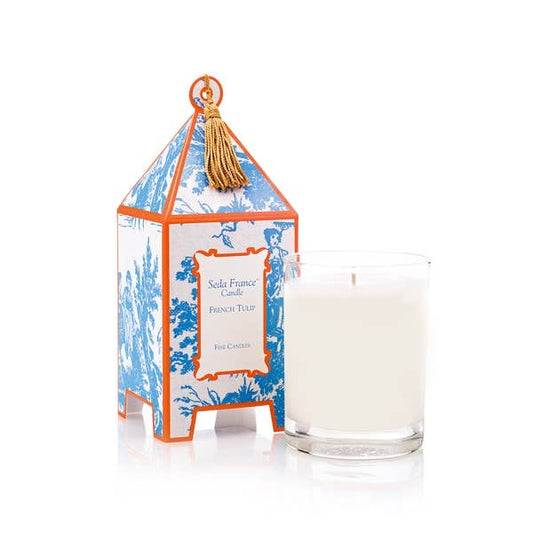 Seda France Candles - French Tulip Classic Toile Pagoda Box Candle