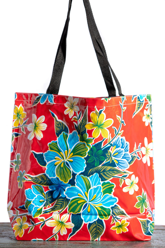 Oilcloth International - Red Hibiscus Tote - Large