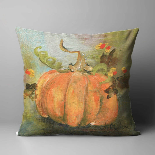 LuckyBird Apparel and Home - ROZIE'S ORANGE PUMPKIN SQUARE PILLOW: 22"