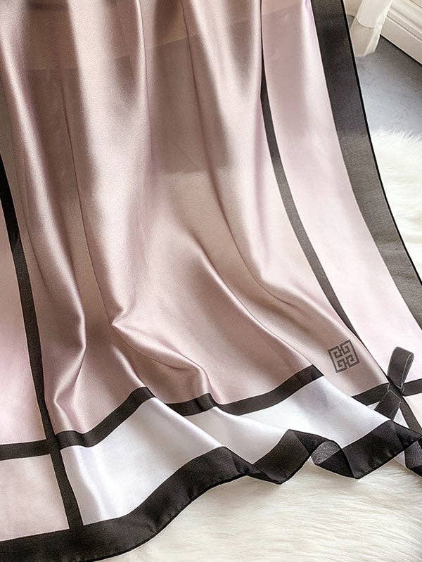 UZ Wholesale Store - Urban Bow-Embellished Printed Contrast Color Shawl: PINK-GRAY / FREE SIZE