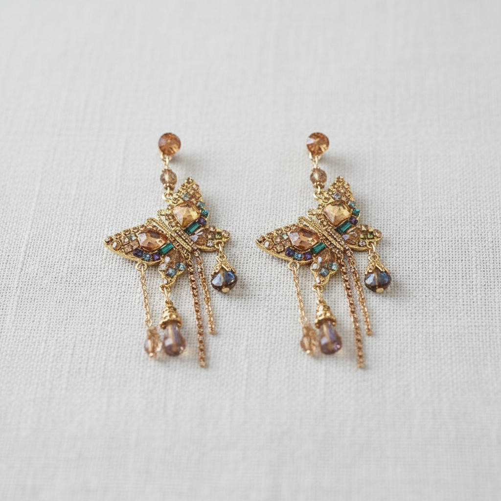 camilla dovey - Crystal Butterfly Tassel Earrings