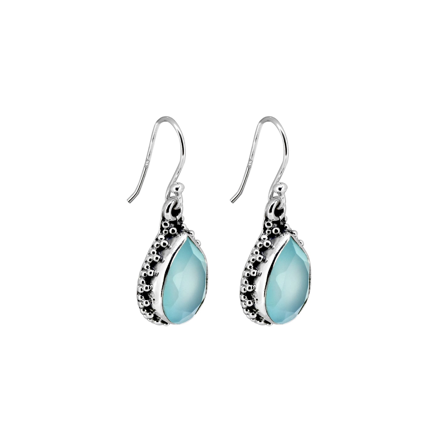 Tiramisu - 925 Silver Aqua Chalcedony Gemstone Earring