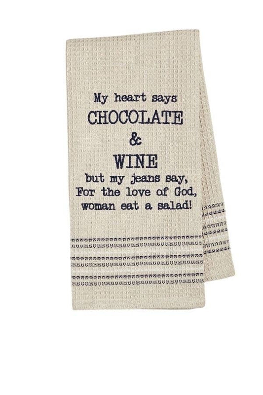 Mona B. - CHOCOLATE AND WINE WAFFLE-WEAVE DISHTOWEL (Set of 2), MH-114