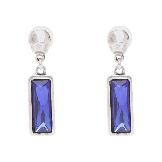 Chanour - Handmade Blue Crystal Pewter Earrings - 1964