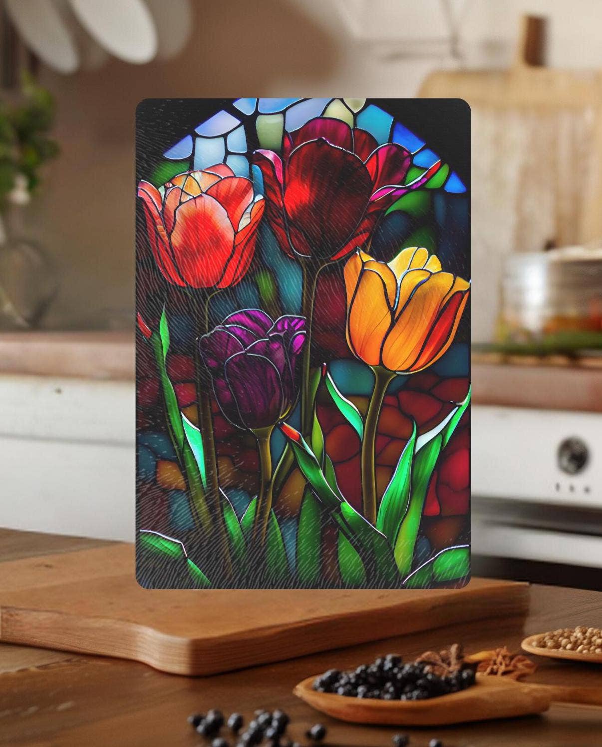 Fernville Creations - Tempered Glass Cutting Board & Charcuterie Serving Tray: 12x15 Inch