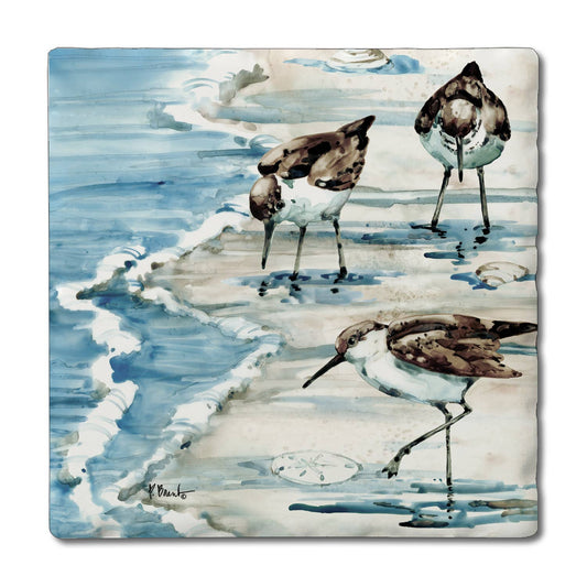 CounterArt/Highland Home/Thirstystone - "Rockhampton Sandpipers"  Tumbled Tile Coaster 4pk