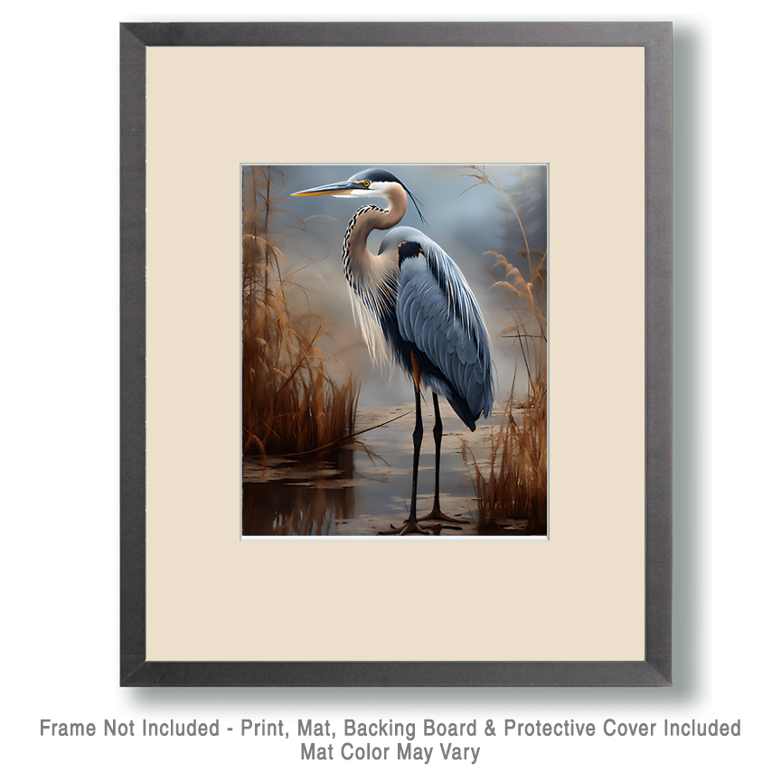 Mowbi - Great Blue Heron - Mowbi's Wildlife  8"x10" Art Print Collection