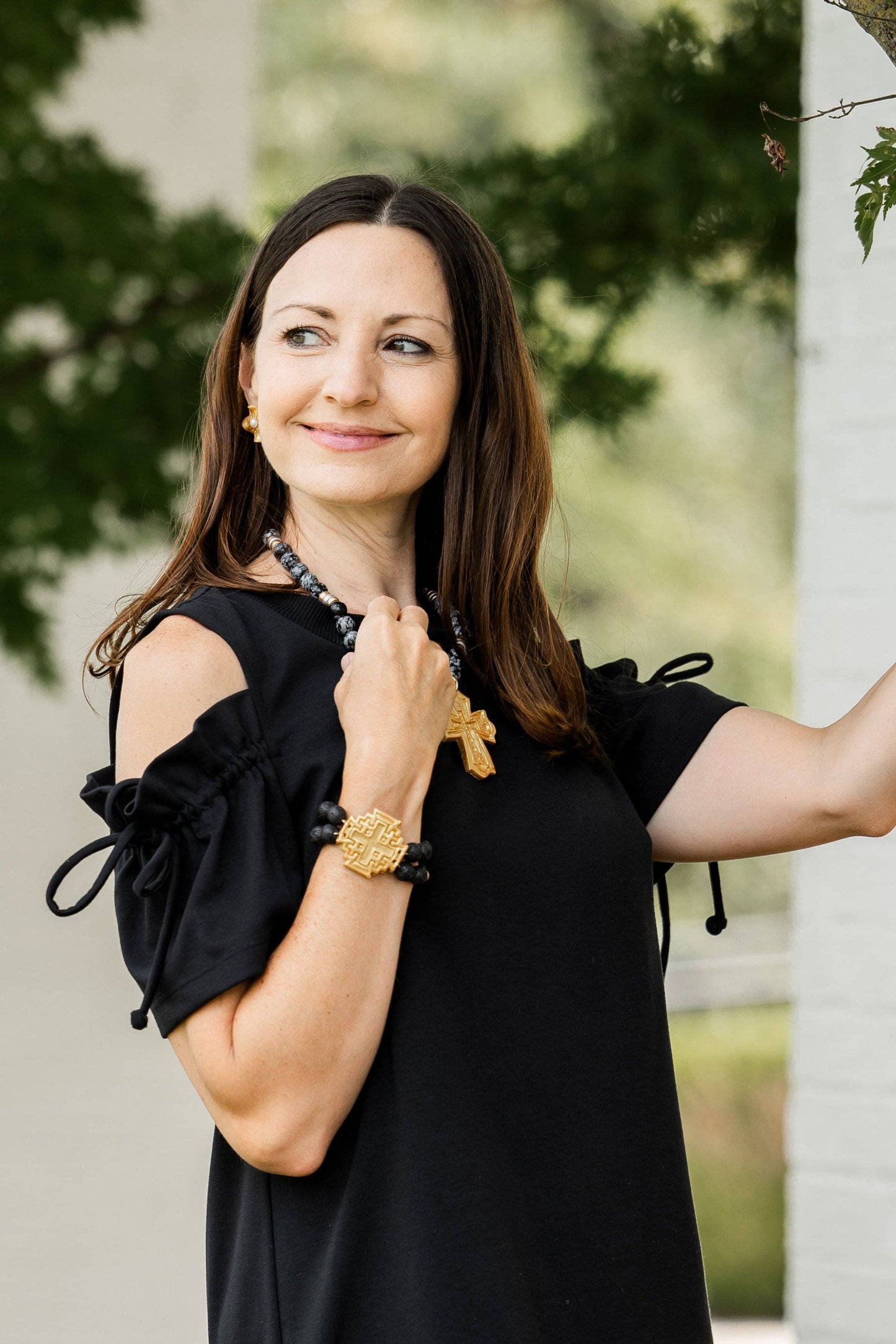 Hidden Truth Jewelry - Black Lava with Jerusalem Cross