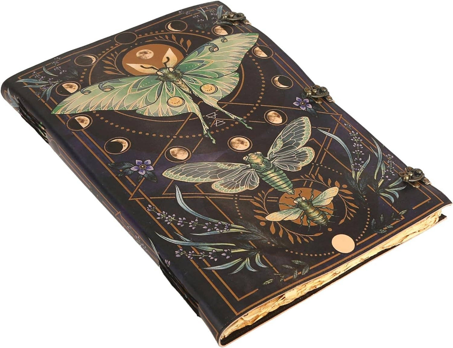 Tuzech Leather - Book of Spell LeatherBound Huge Journal Grimoire Print Diary: 22 Inches / Lady Green