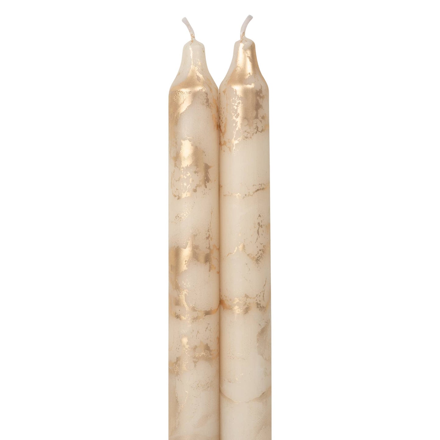 Northern Lights - 12" Decorative Taper Candles 2pk: Moss Green w/ Gold