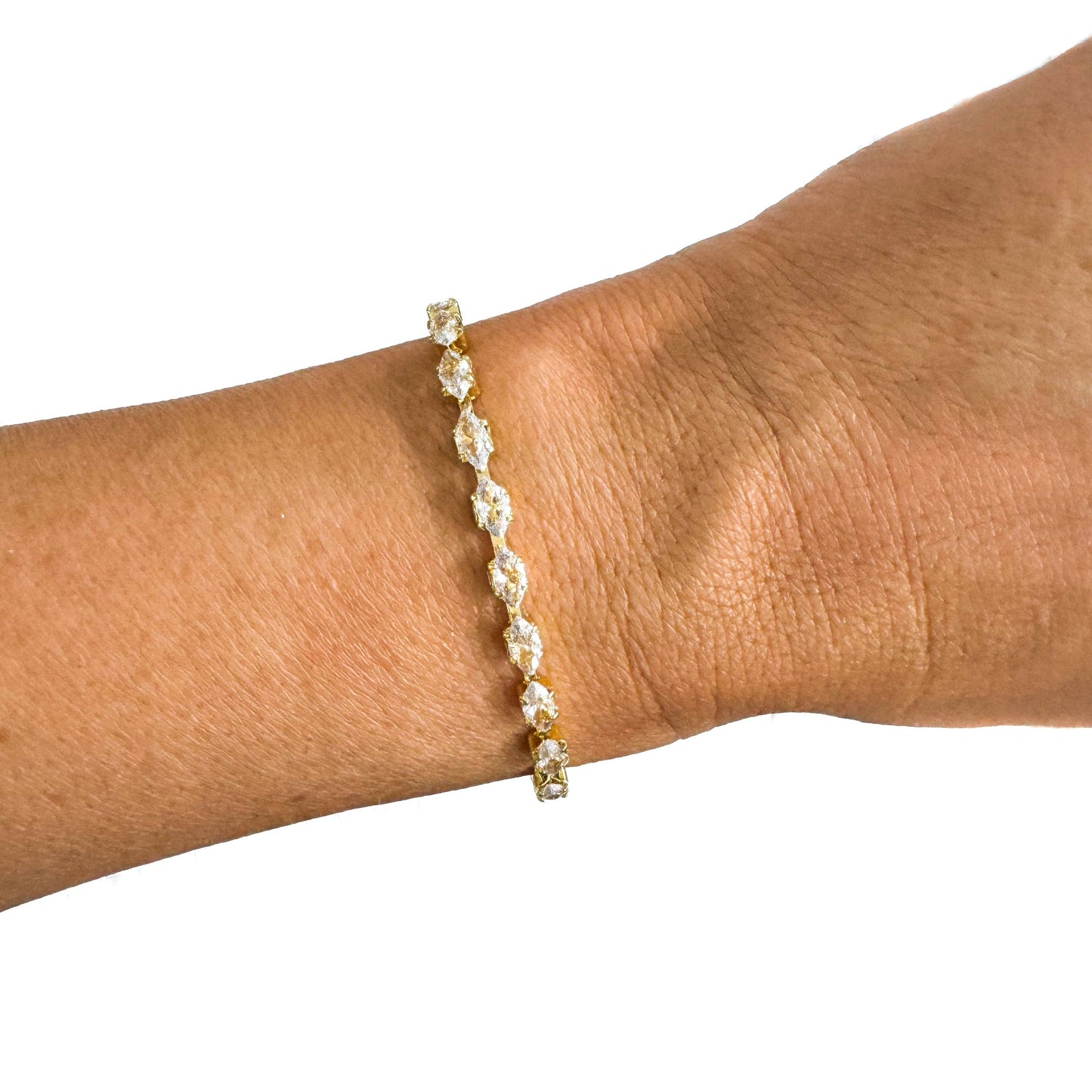 Savvy Bling - Semi Precious Pave Gold Filled Adjustable Bracelets: Marquise