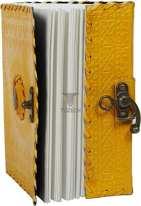 Tuzech Leather - Handmade 7x5 Leather Journal – Vintage Travel Writing Diary: Ocean Blue