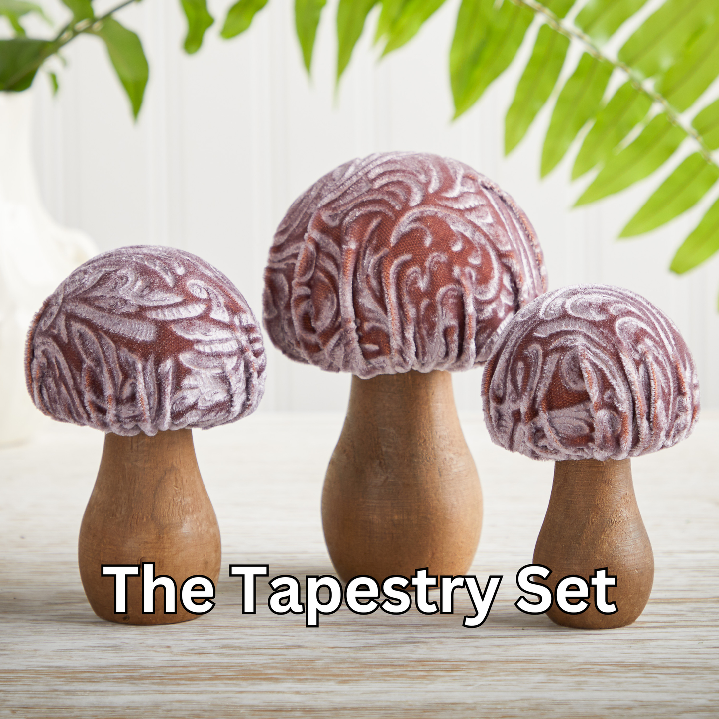 Your Heart's Content - Mushroom Velvet Sets All Season Decor, Nature Lover Gift: Velvet Quartz Set of 3