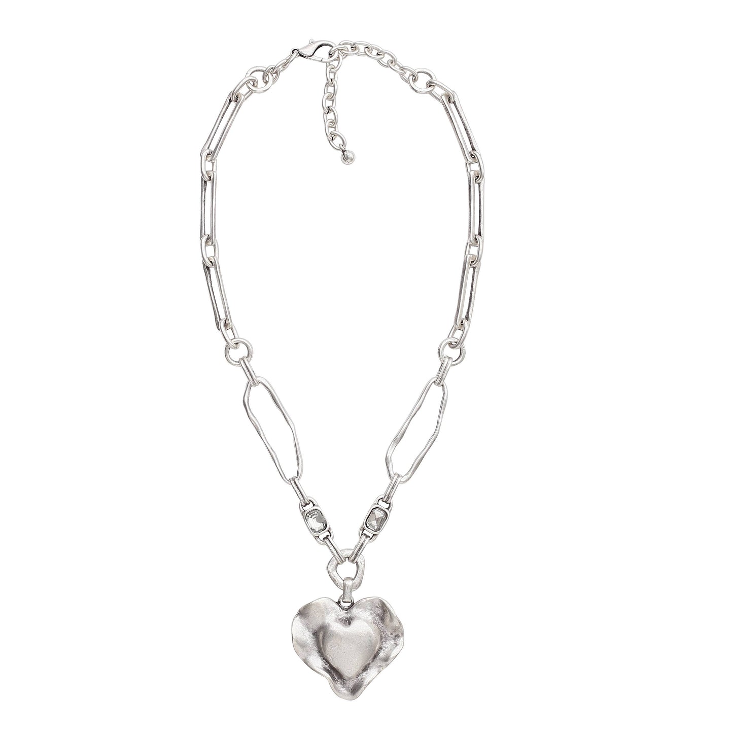 Chanour - Handmade Heart Crystal Pewter Necklace - 3939