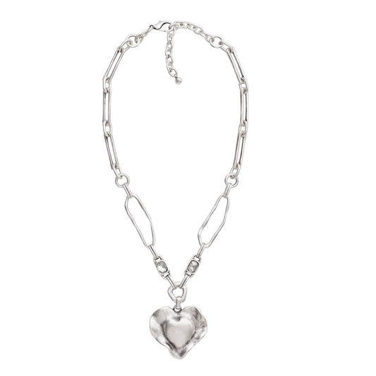 Chanour - Handmade Heart Crystal Pewter Necklace - 3939