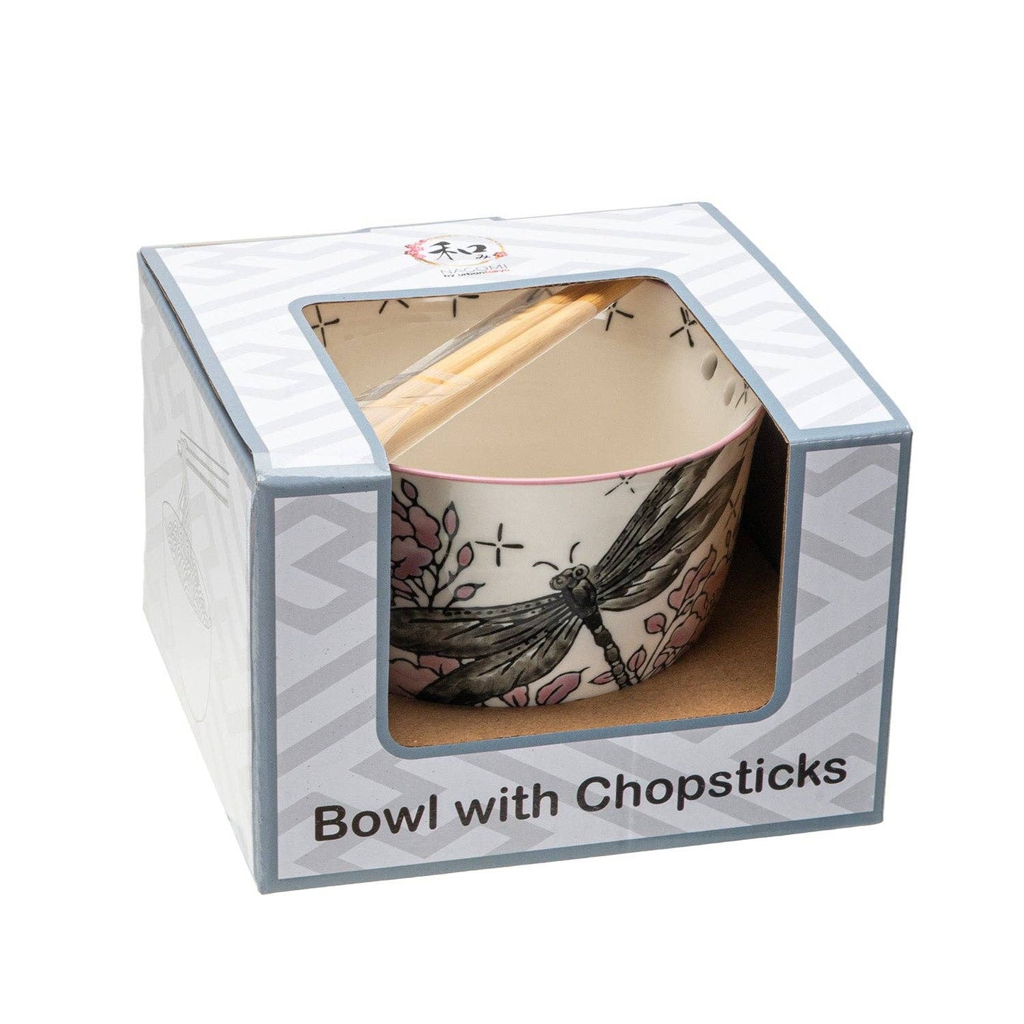 Urban Tokyo - 18oz 5"D Donburi Bowl With Chopsticks Set Dragonfly (4/16)