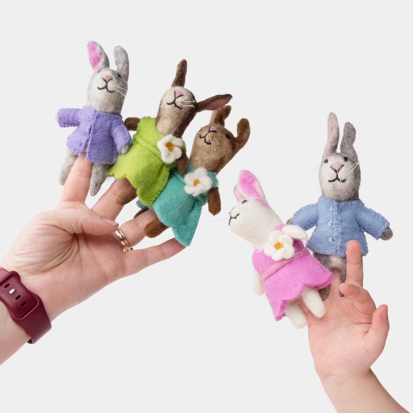 The Winding Road - Felt Bunny Finger Puppets - Set 5/$5.50ea