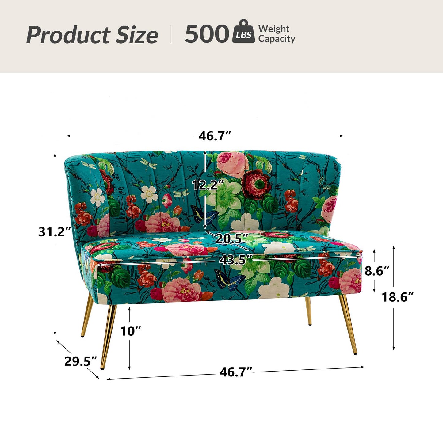 Karat Home - Cuneo Loveseat: Blue