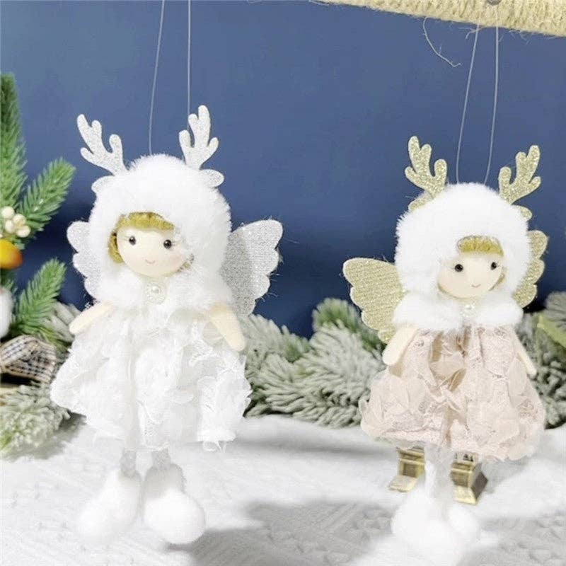 Ekartini - Christmas Plush Angel Girl Ornament: WHITE