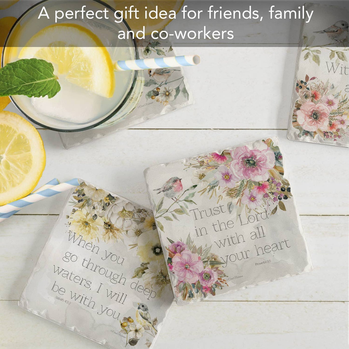 CounterArt/Highland Home/Thirstystone - Sunny Scriptures Assorted Image Tumbled Tile Coaster 4 Pack