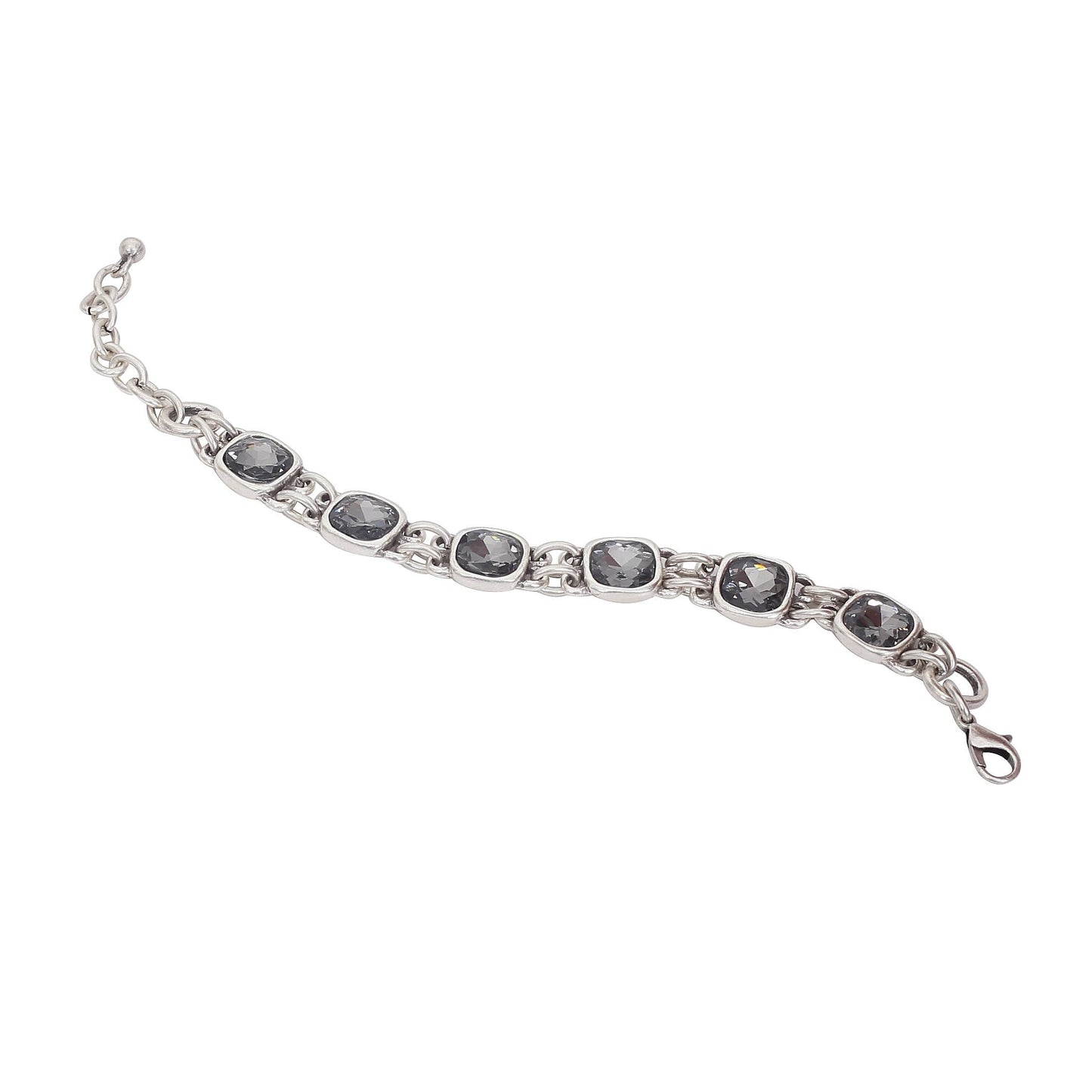 Chanour - Handmade Smoky Crystal Pewter Bracelet - 2911