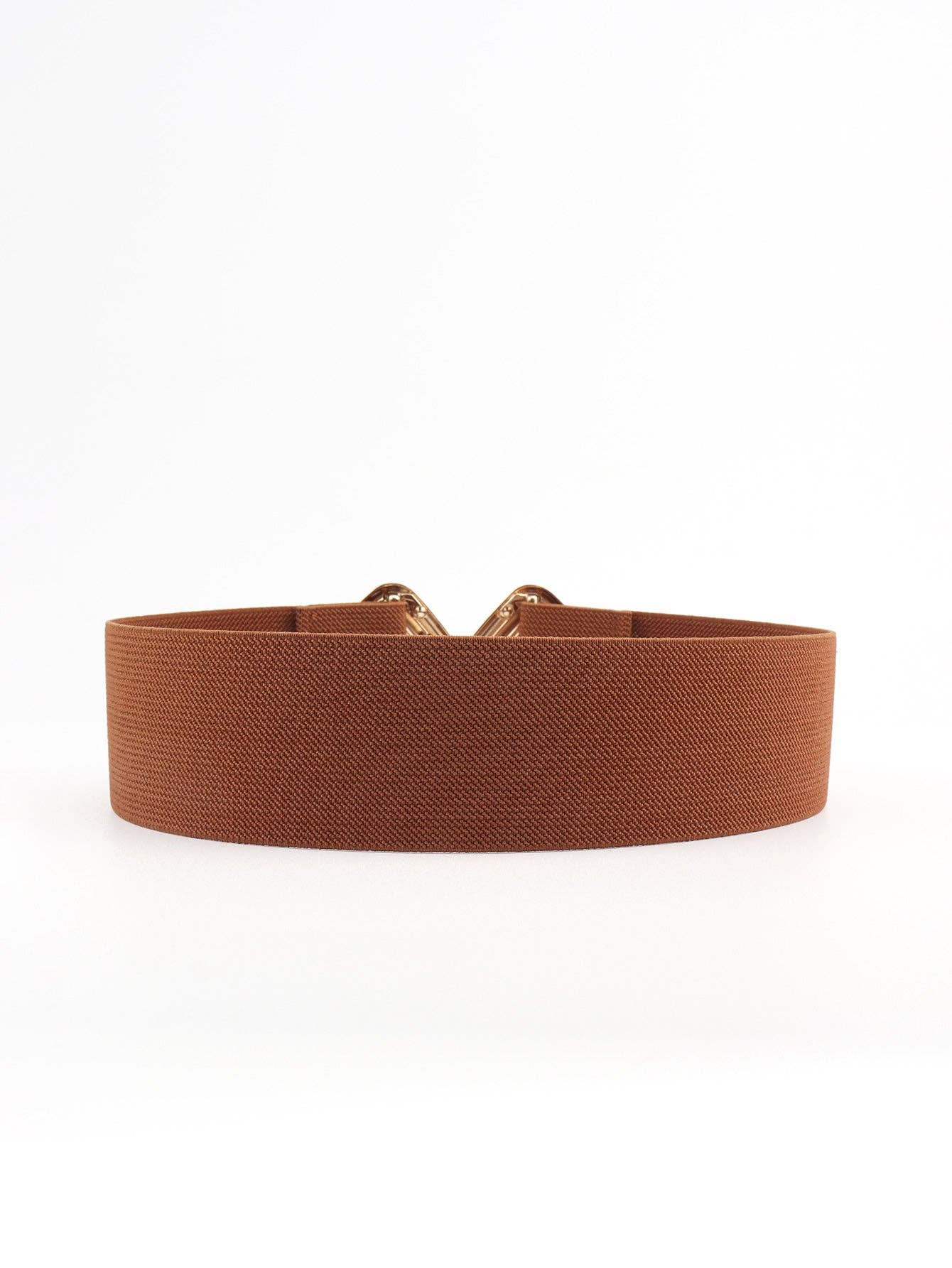 Kustom Kreations Goods - Geometric Buckle Elastic Wide Belt: Chocolate / One Size
