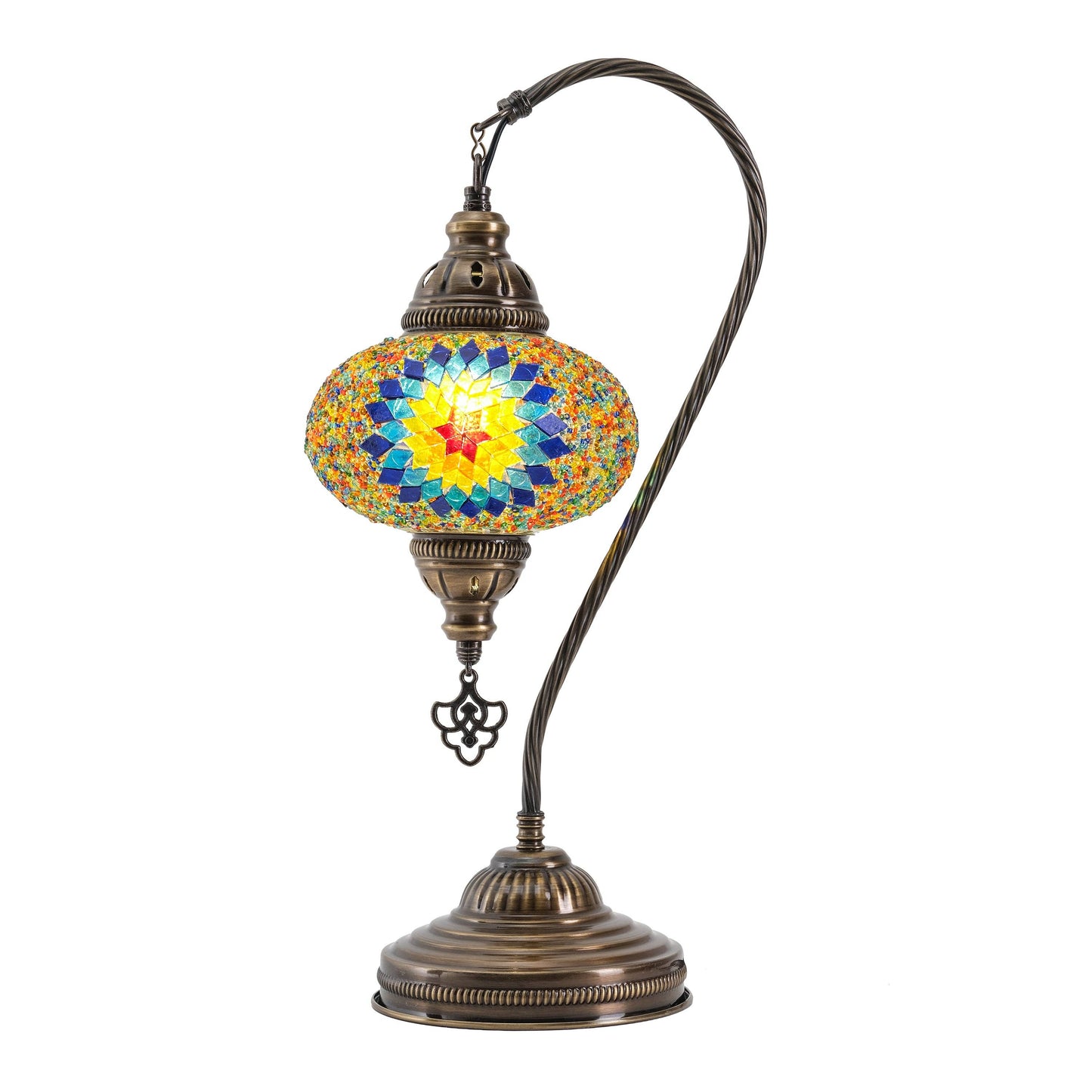 Mozaist LLC - Mozaist Handmade Turkish Mosaic Swan Table Lamp Rainbow