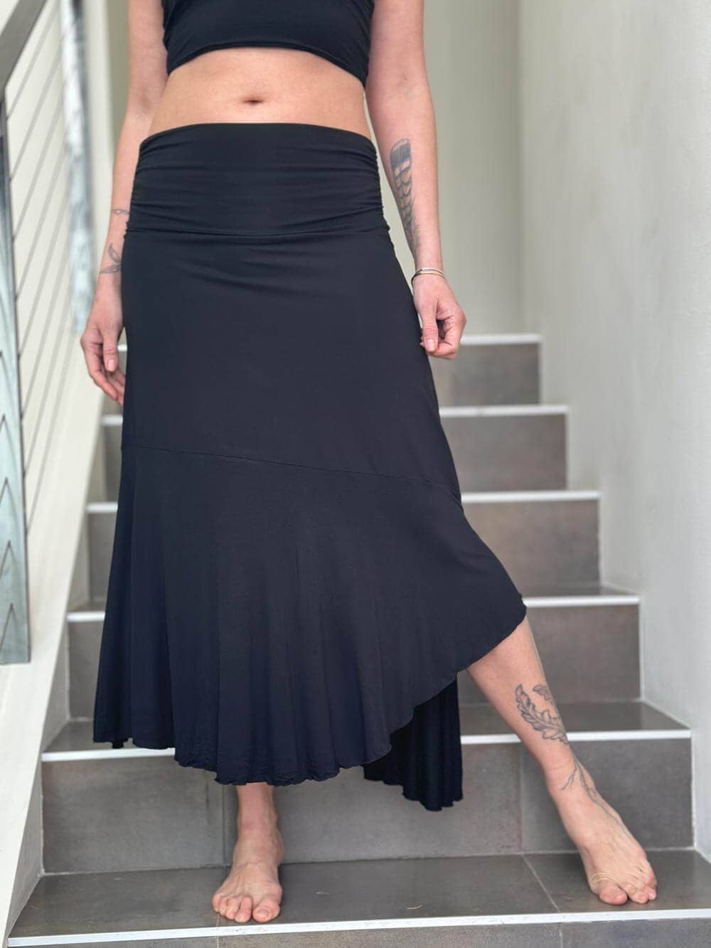 CARAUCCI - Asymmetrical Convertible Skirt: Navy / M