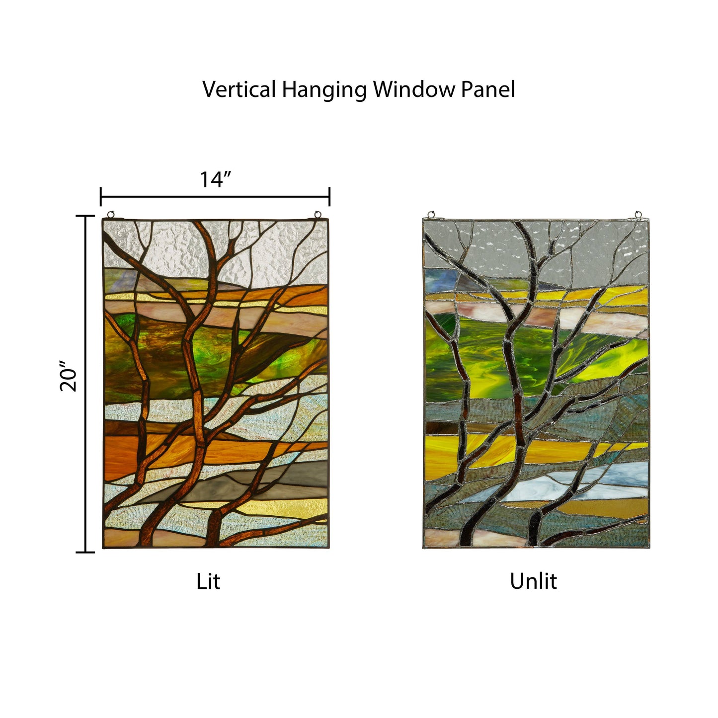 River of Goods - 20"H Fall Treescape Stained Glass Window Panel