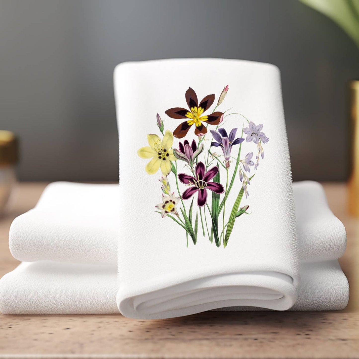 Fernville Creations - Wildflower Floral Hand Towels for Bath and Kitchen