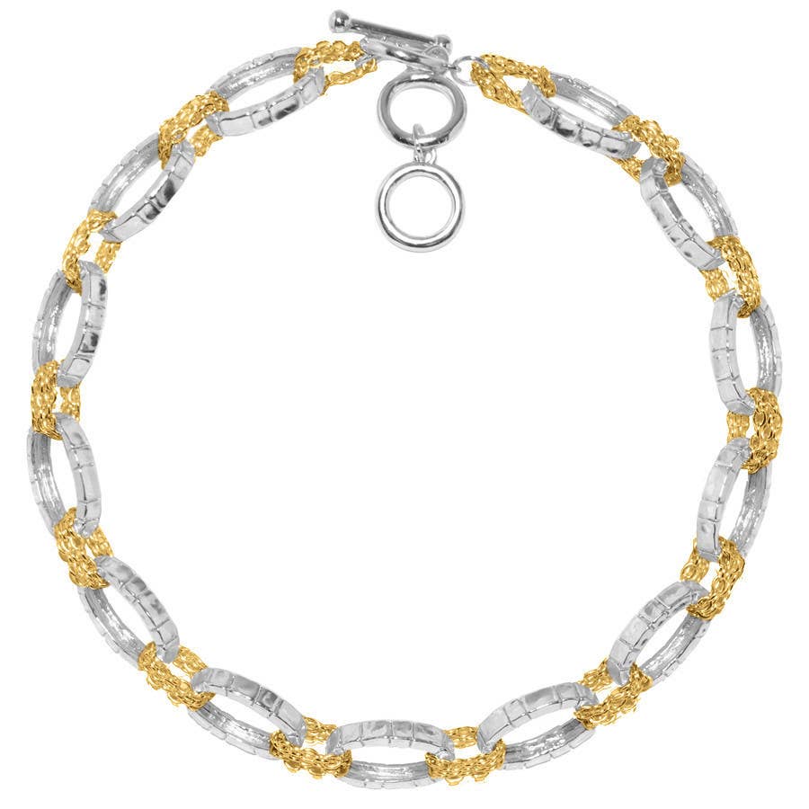 KARINE SULTAN - Mixed metal oval brick and chain collar necklace: Silver/Gold