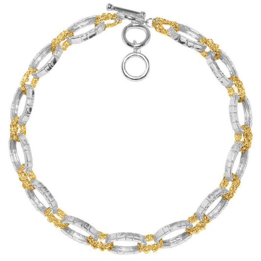KARINE SULTAN - Mixed metal oval brick and chain collar necklace: Silver/Gold