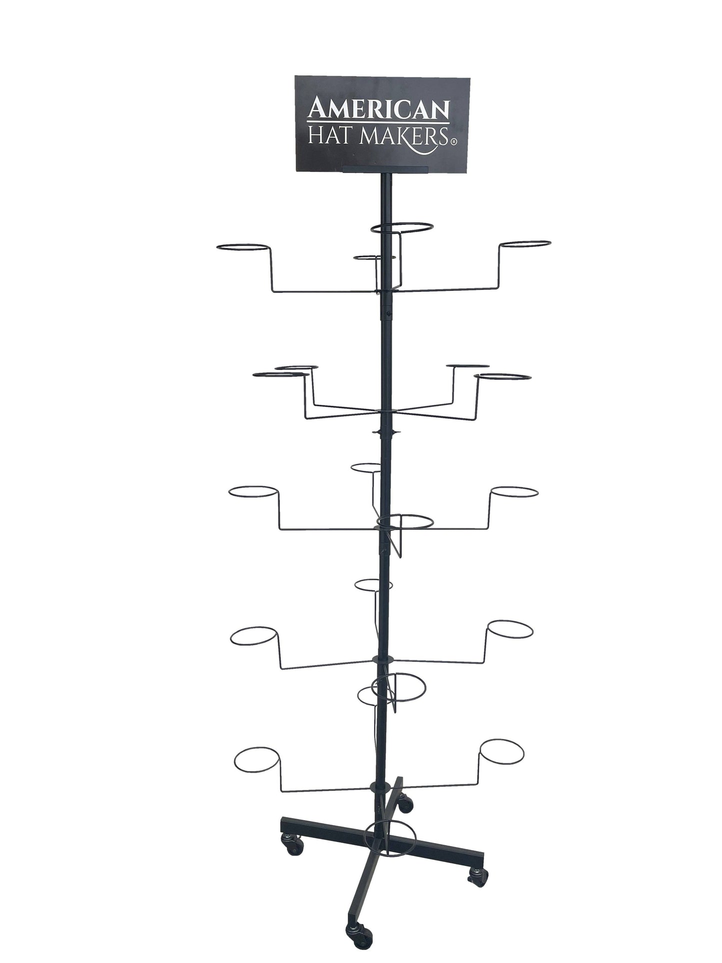American Hat Makers - Multi Hat Rack Powder Coated Black-Holds 20 hats