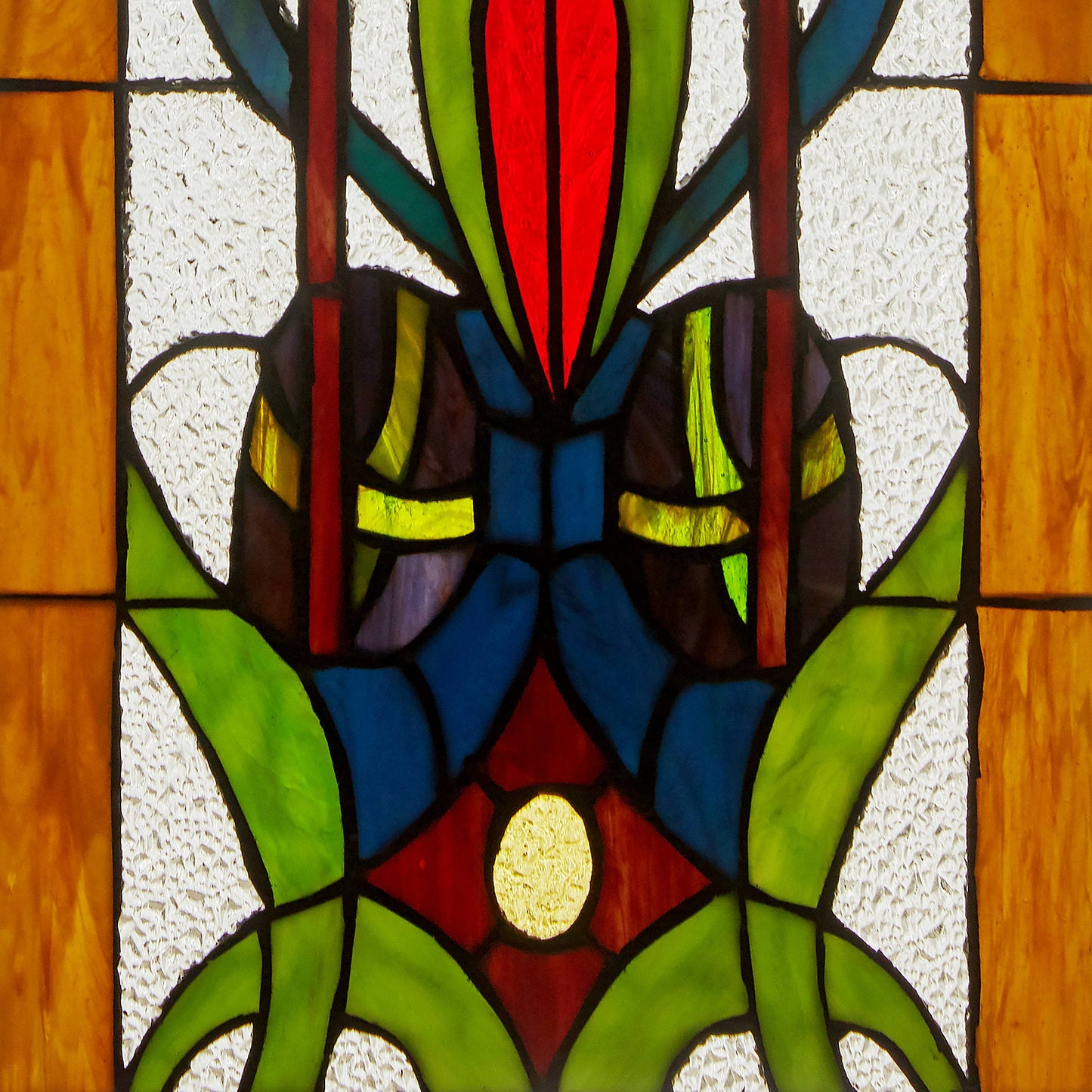 River of Goods - 24"H Fleur de Lis Pub Stained Glass Window Panel