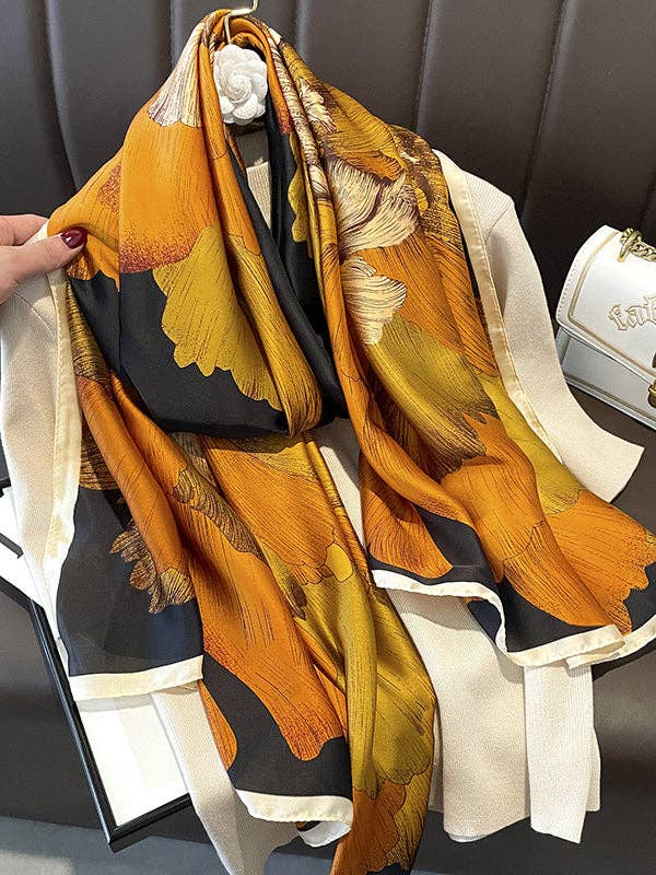 UZ Wholesale Store - Floral Printed Shawl&Scarf: ORANGE / One_size