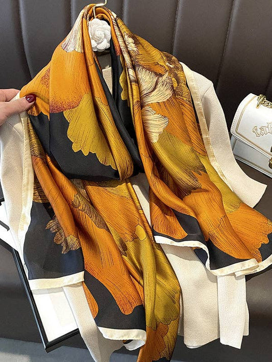 UZ Wholesale Store - Floral Printed Shawl&Scarf: ORANGE / One_size
