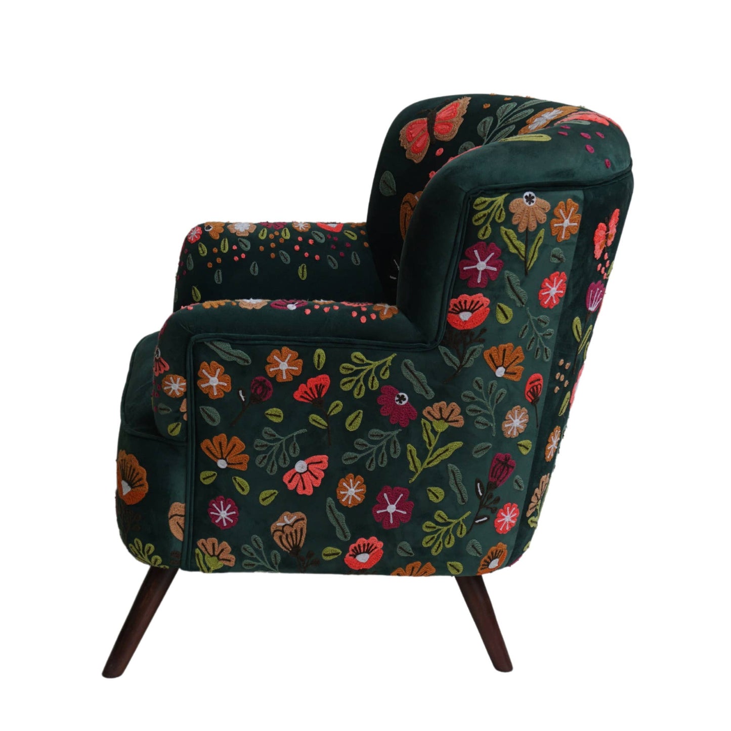 LR Home - Floral Bohemian Embroidered Handmade Accent Chair