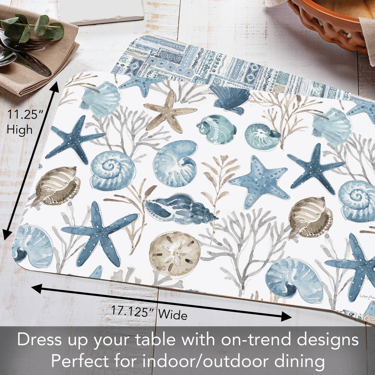 CounterArt/Highland Home/Thirstystone/CoasterStone - Blue Escape Reversible Rectangular Plastic Placemat