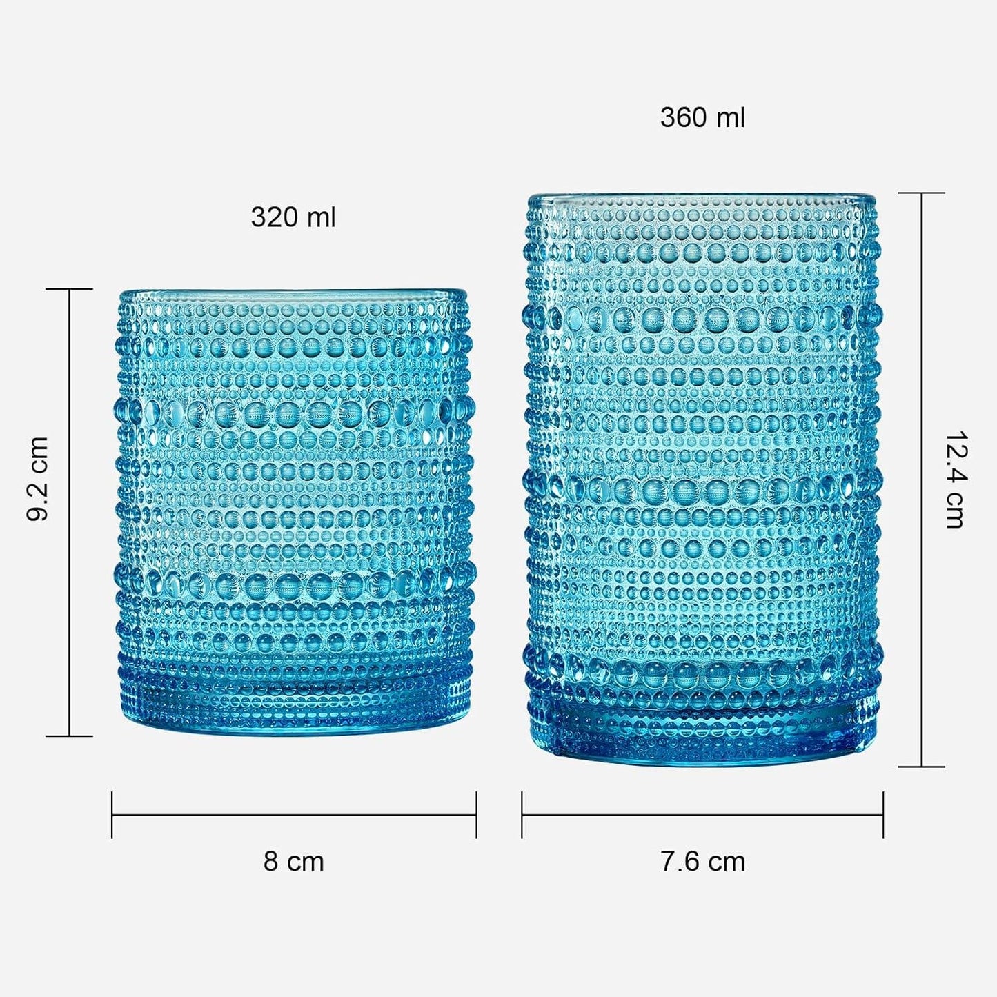 The Wine Savant /  Khen Glassware - Hobnail Drinking Glasses Colored Beaded Drinking Set of 12