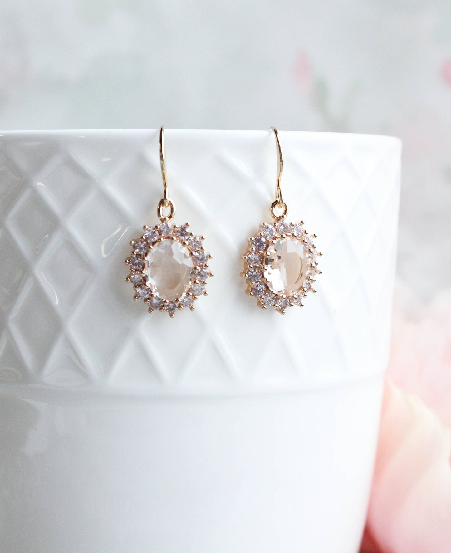 A Pocket of Posies - Sparkling Clear  Glass Earrings