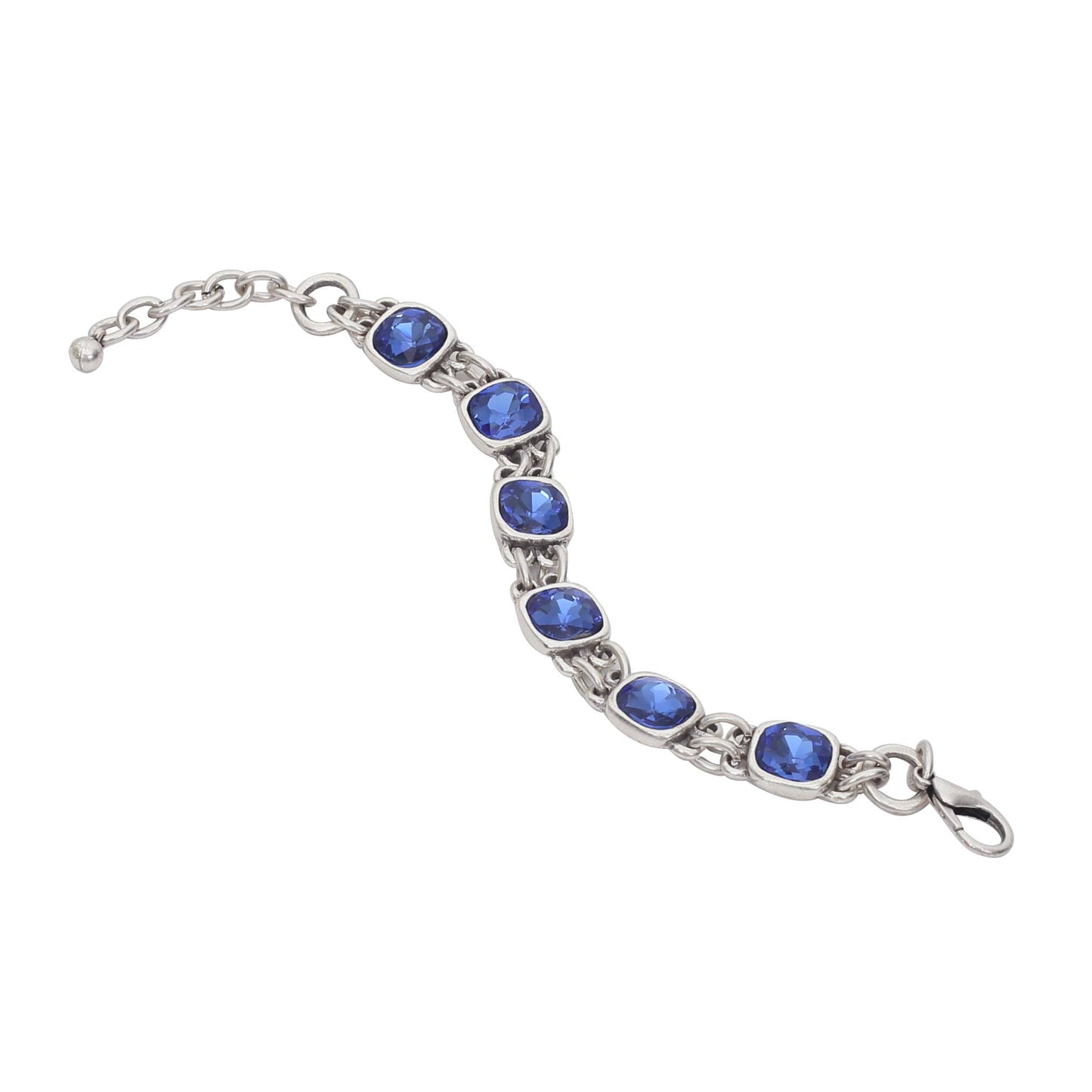 Chanour - Handmade Blue Crystal Pewter Bracelet - 2912