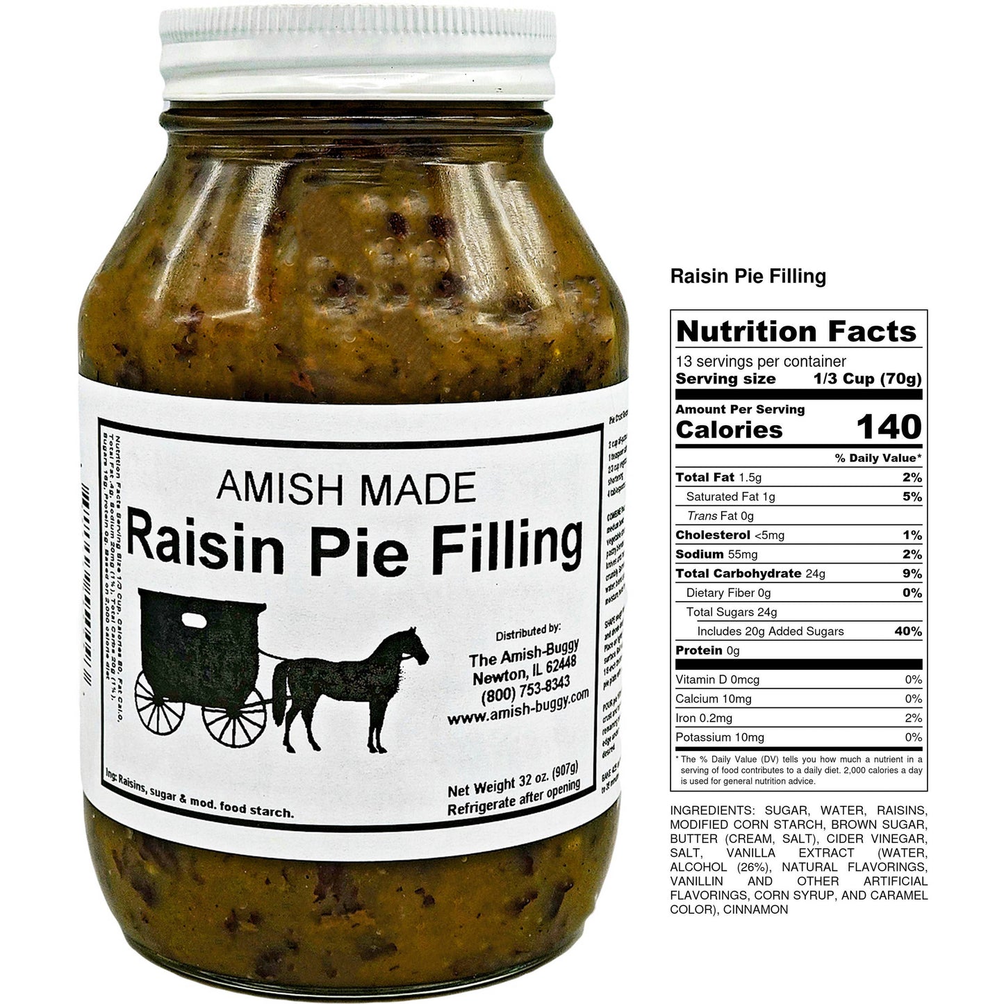 Arndt's Fudgery LLC - Amish Pie Filling - 32 Oz Jar: No Sugar Added Blueberry