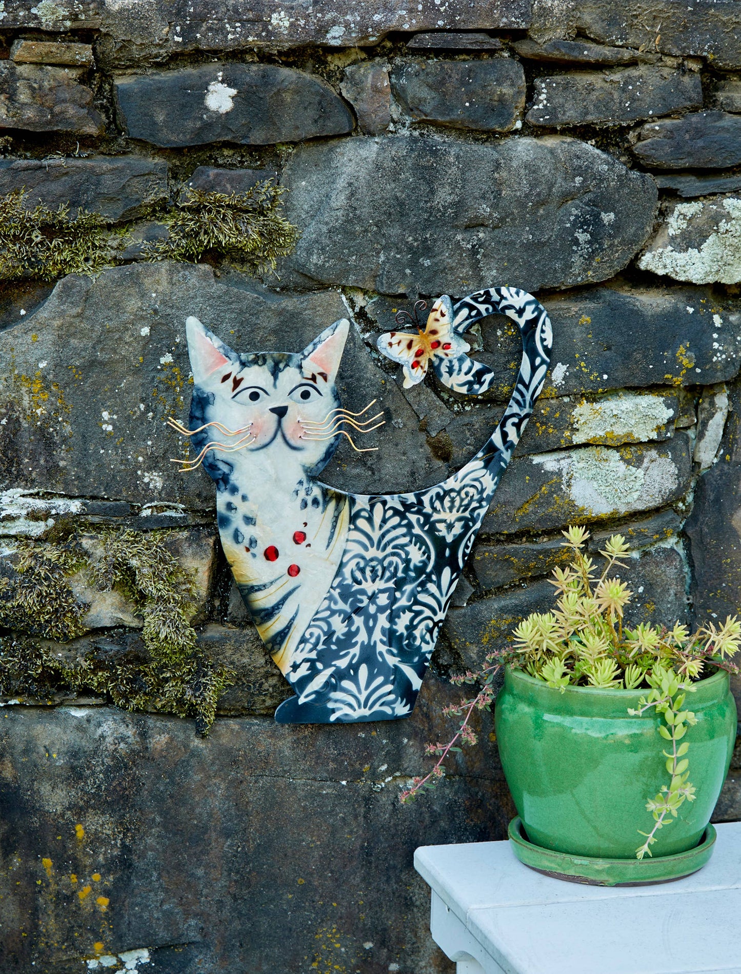 Eangee Home Design - Cat Wall Decor White And Black, Capiz & Metal, Outdoor Safe