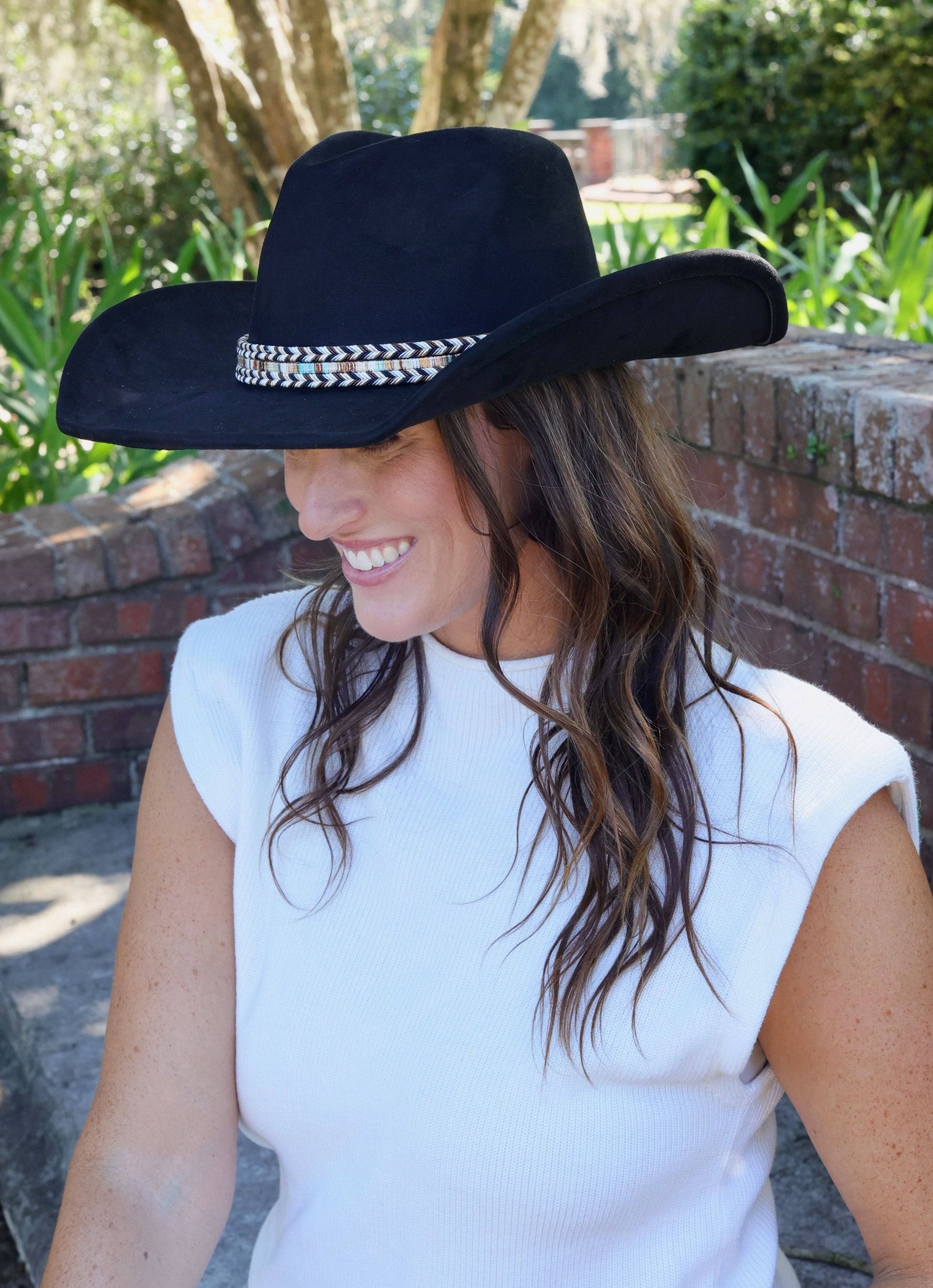 Caroline Hill - Rooney Suede Feel Hat with Band BLACK: Default