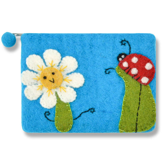 BNB Crafts Inc. - SunFlower and Lady Bug Coin Purse: Turquoise
