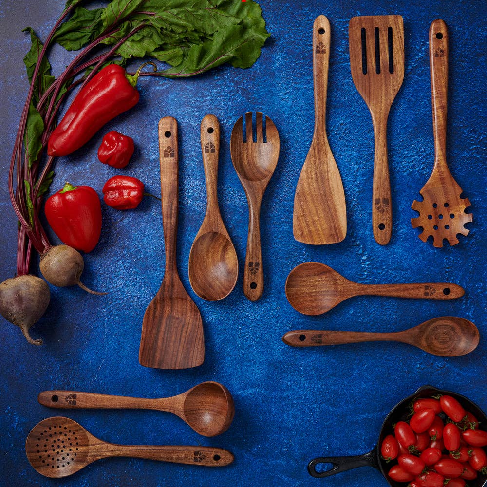 WoodenhouseLQ Inc - 10 pcs Wooden Spoons for Cooking, Wooden Cooking Utensils
