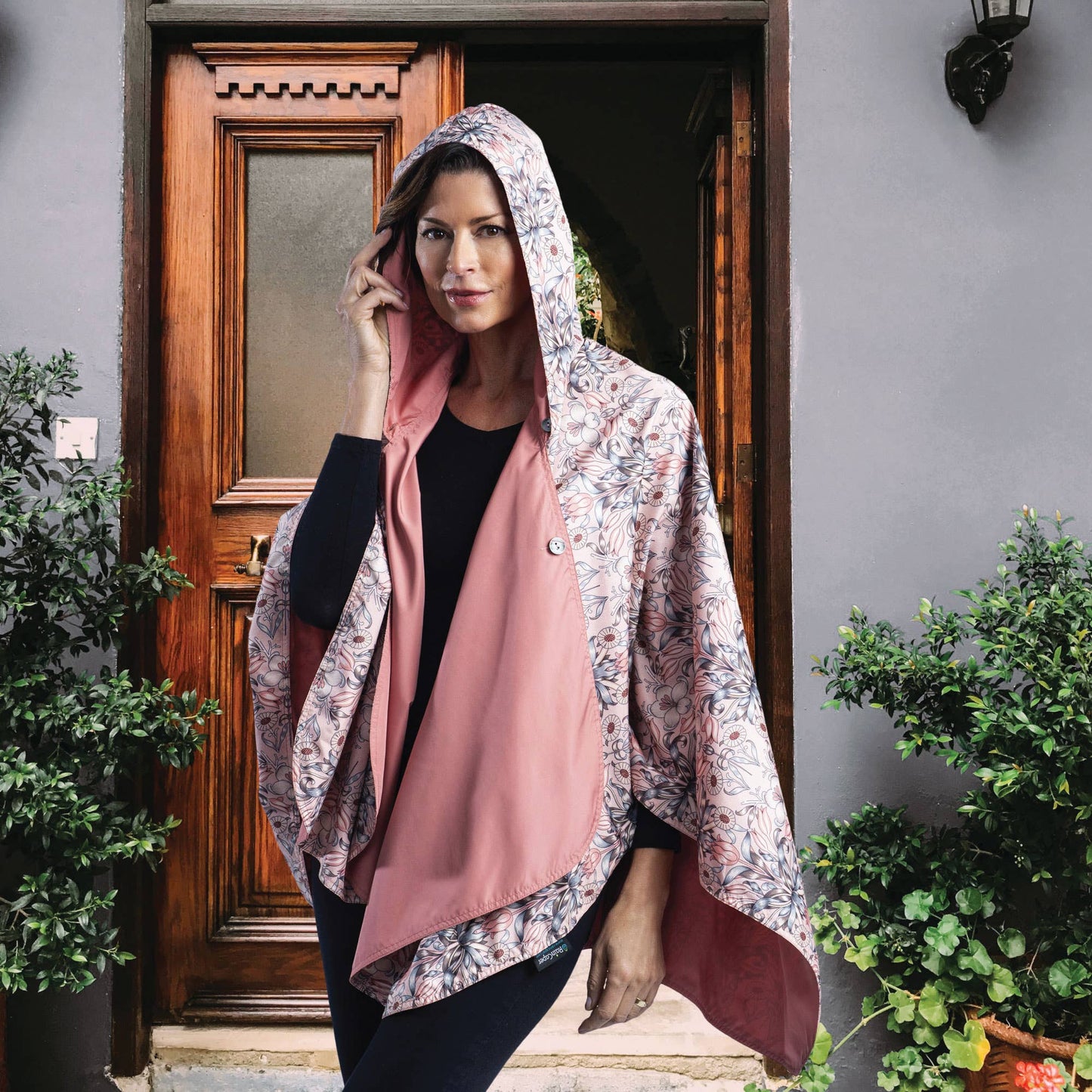 RainCaper - Blush & William Morris Tulips Rain Travel Cape