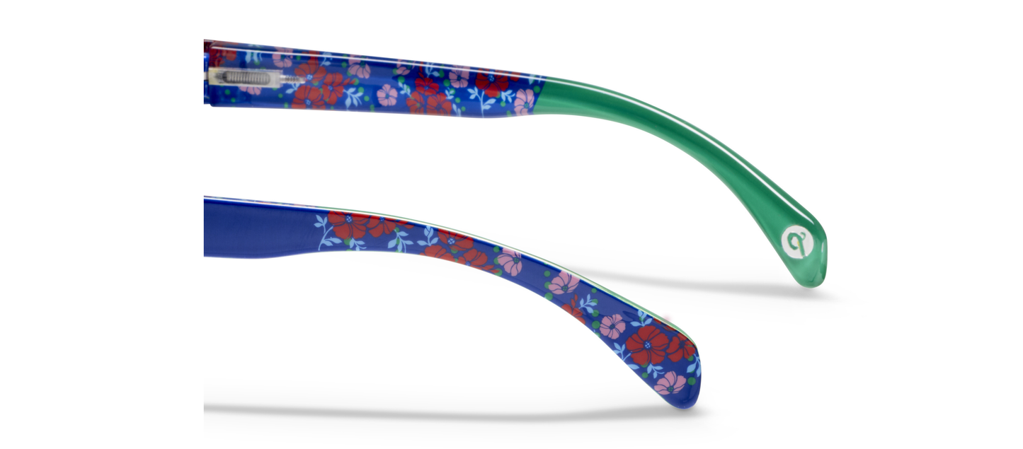 Peepers - Bee (Blue Light): Teal/Floral / Reading / 2.75