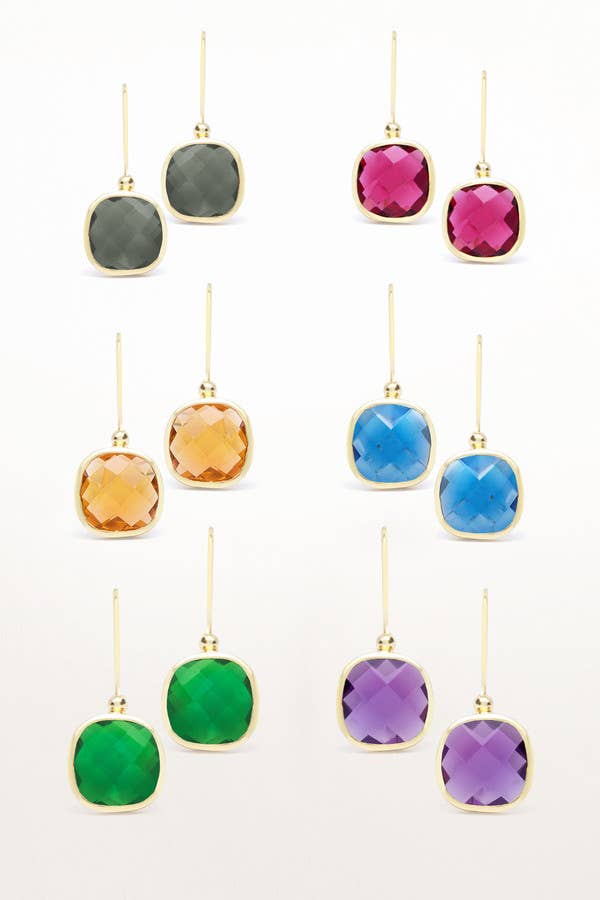 SAACHI - Cushion Cut Gemstone Earrings: GREEN
