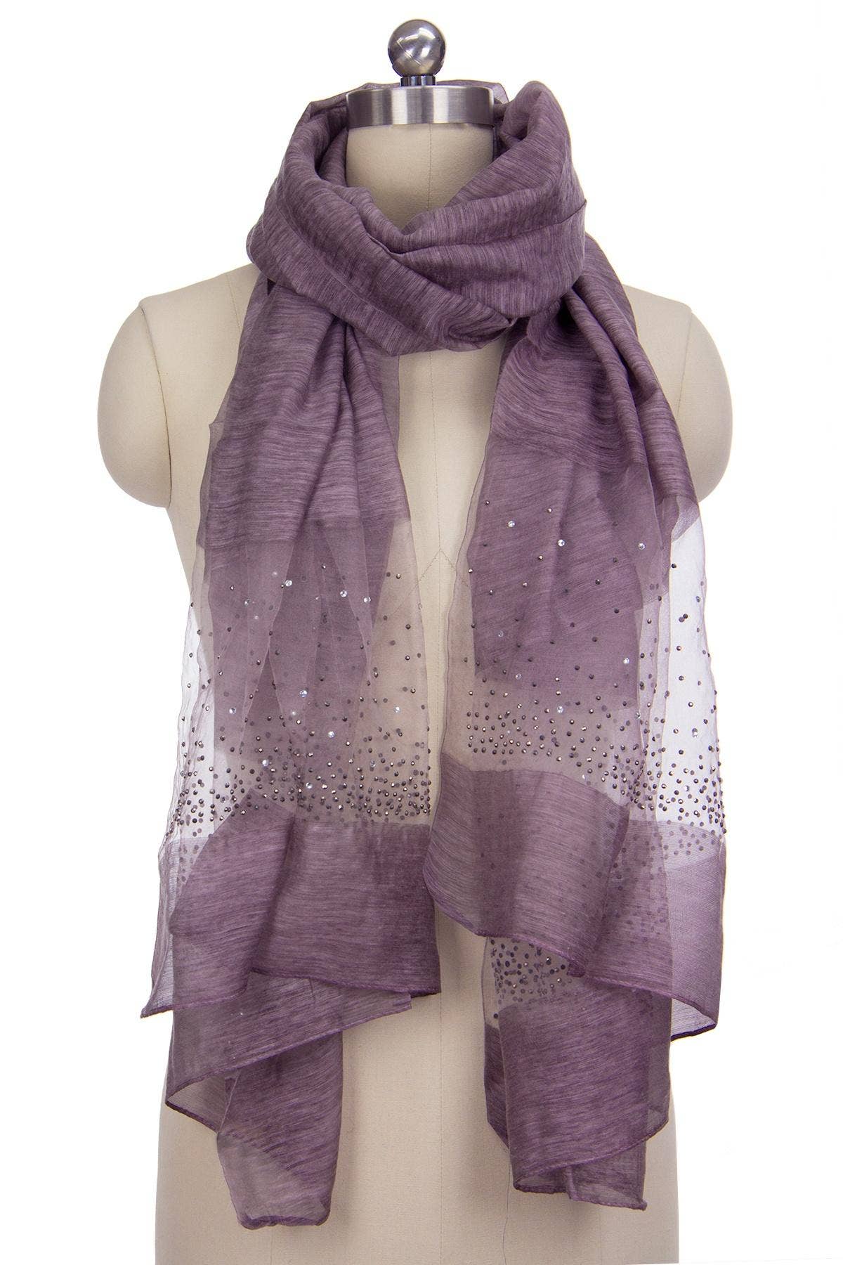 SAACHI - Star Gazer Wool Blend Sparkle Silk Scarf: Taupe